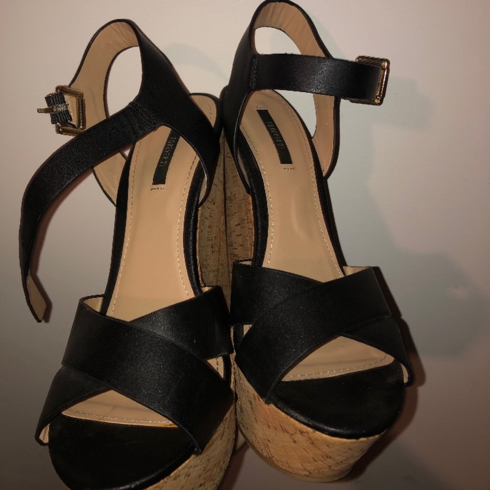 forever 21 black wedges